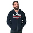 thumbnail image 1 of NASA Retro Worm Logo American Flag Zip Up Hoodie Men's Women's Brisco Brands X, 1 of 6