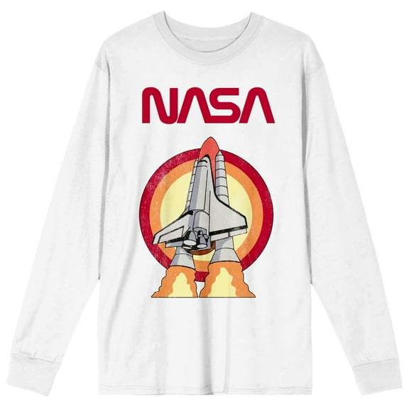 NASA Rocket Women's White Long Sleeve Shirt-Small