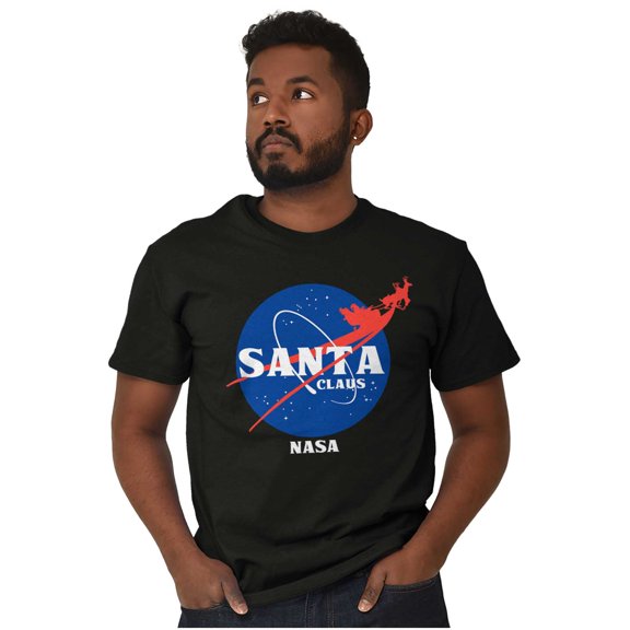 NASA Santa Claus Christmas Sleigh Men's Graphic T Shirt Tees Brisco Brands M