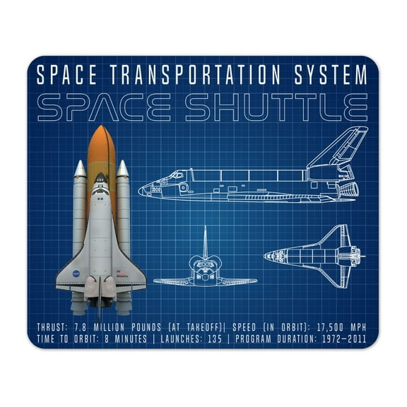 NASA Shuttle Atlantis Blueprint Mouse Pad 1/8 Thick
