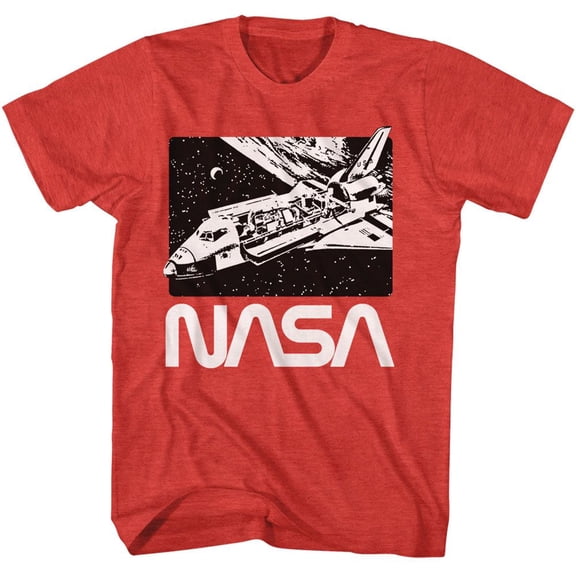 NASA Shuttle In Orbit Red Heather Adult T-Shirt 3Xl