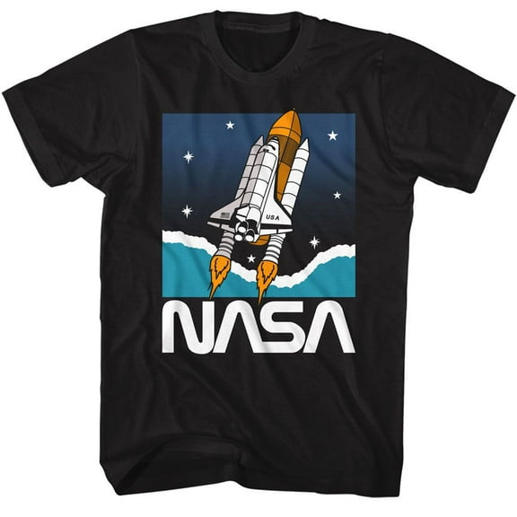 NASA Shuttle In Space Black T-Shirt