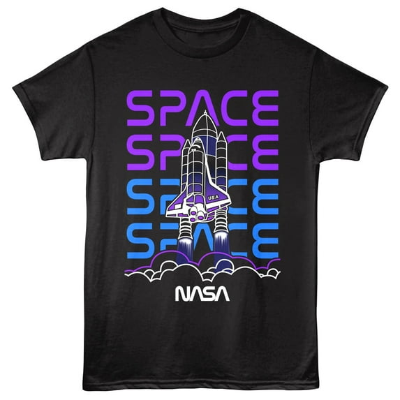 NASA Shuttle Space Blast-Off Men's T Shirt (Black, Adult6XL)