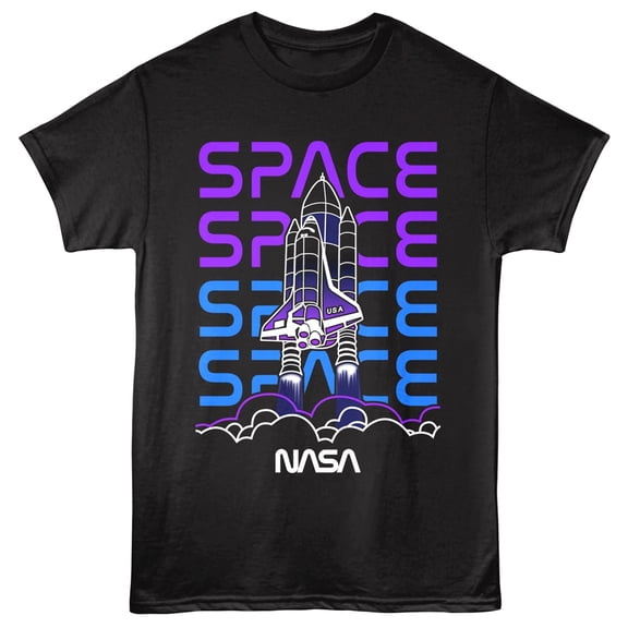 NASA Shuttle Space Blast-Off Men's T Shirt (Black, AdultM)