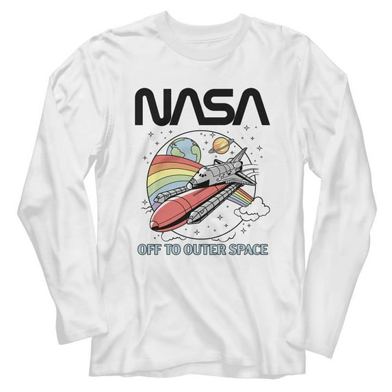 NASA To Space White Long Sleeve T-Shirt