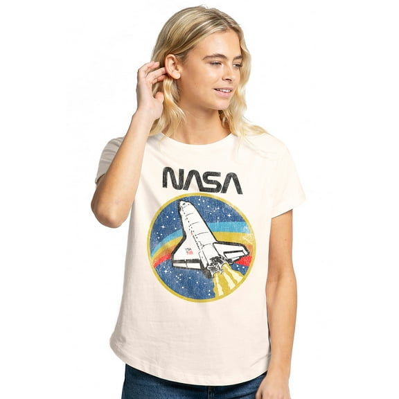 Nasa Shuttle Women's Graphic T-Shirt Rolled Sleeve Tee