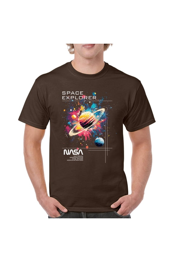 NASA Space Explorer T-shirt Universe Astronaut Galaxy Planet Saturn Men's Tee