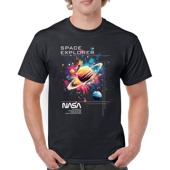 NASA Space Explorer T-shirt Universe Astronaut Galaxy Planet Saturn Men's Tee