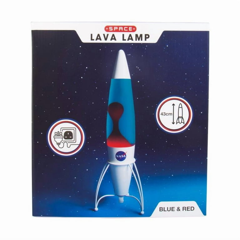 NASA Rocket Lava Lamp, Blue Liquid & Red Lava, 17-inch