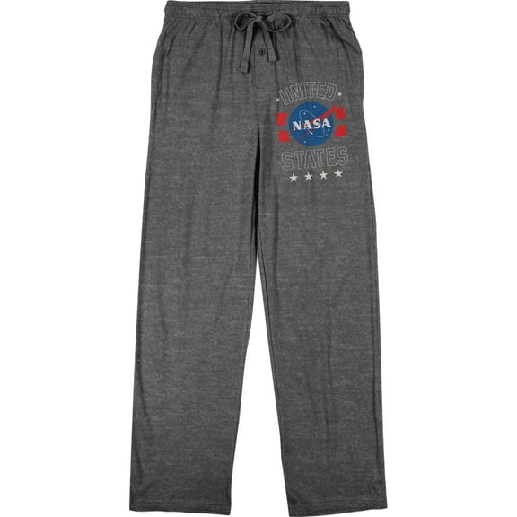 NASA Space Logo Men's Heather Grey Sleep Pajama Pants-M