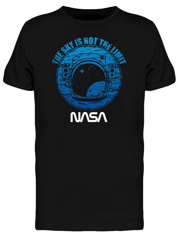 Space NASA Grunge The Sky Is Not The Limit Astronaut Graphic Men Black T-Shirt, Male Small