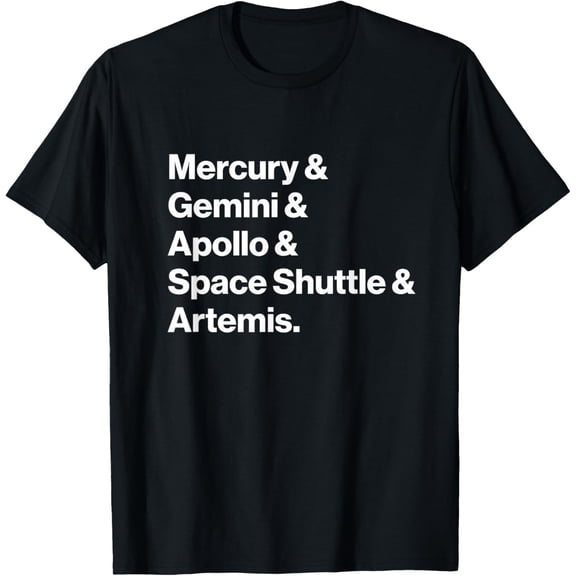 NASA Space Programs Mercury Gemini Apollo Shuttle Artemis T-Shirt