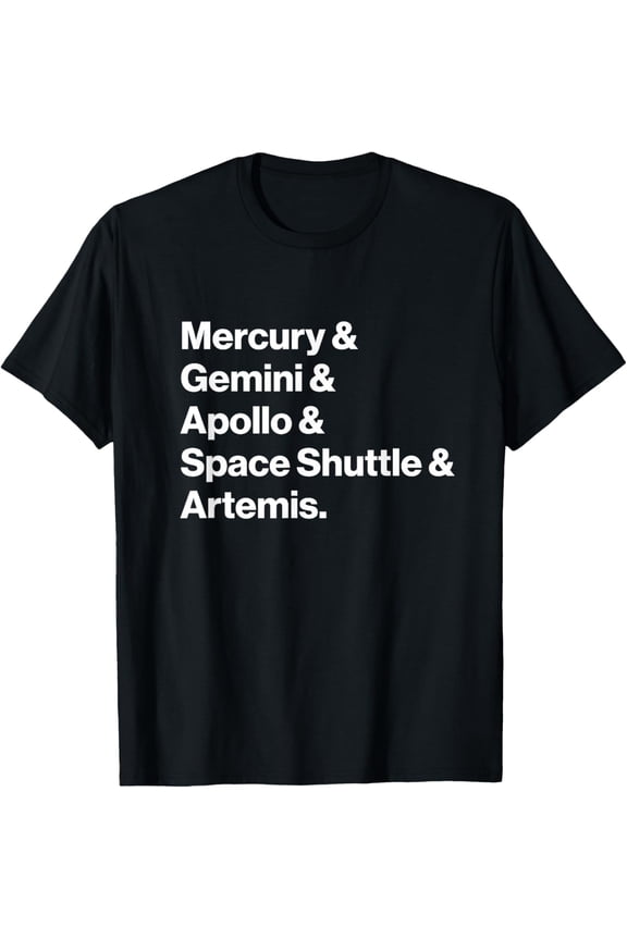 NASA Space Programs Mercury Gemini Apollo Shuttle Artemis T-Shirt