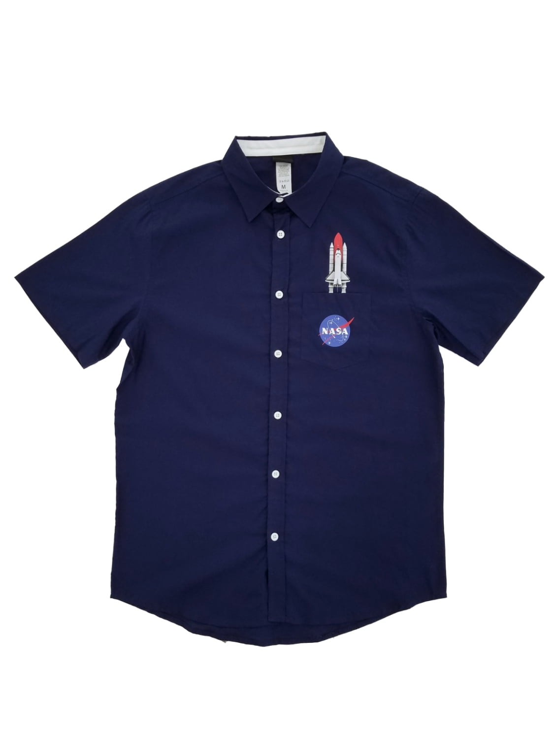 NASA Space Shuttle Mens Navy Blue Woven Casual Button-Front Shirt Medium -  Walmart.com