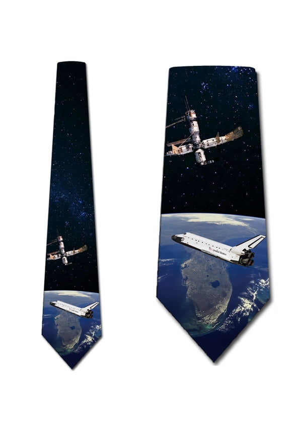 NASA - Space Shuttle and Satellite Necktie Mens Tie by Three Rooker
