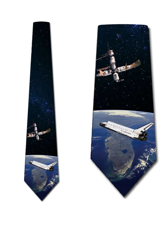 NASA - Space Shuttle and Satellite Necktie Mens Tie by Three Rooker
