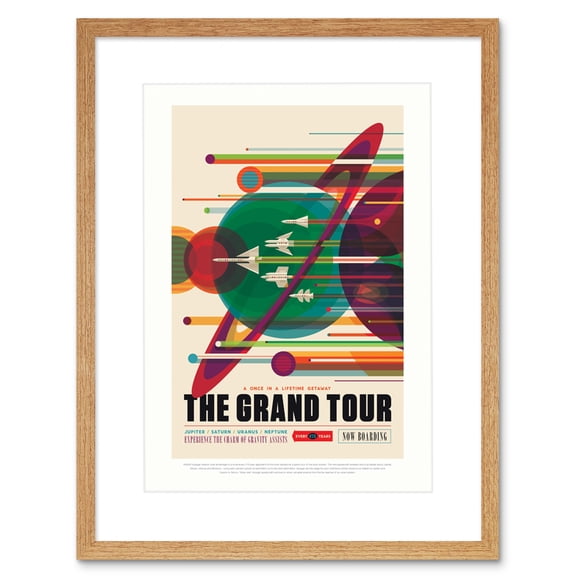 NASA Space Travel Advert Grand Tour Artwork Framed Wall Art Print 9X7 Inch