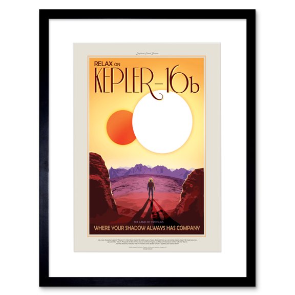 NASA Space Travel Advert KEPLER-16B Artwork Framed Wall Art Print 9X7 Inch