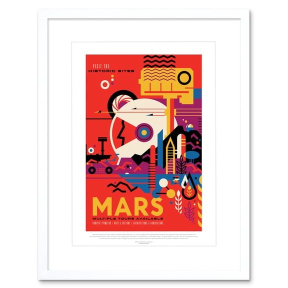 NASA Space Travel Advert Mars Artwork Framed Wall Art Print 9X7 Inch