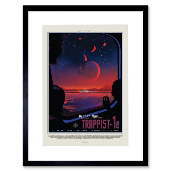 NASA Space Travel Advert Trappist 1E Artwork Framed Wall Art Print 9X7 Inch