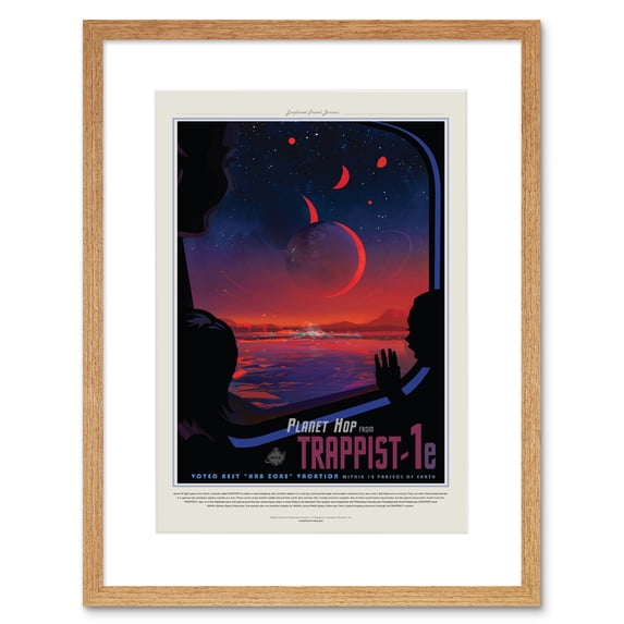 NASA Space Travel Advert Trappist 1E Artwork Framed Wall Art Print 9X7 Inch