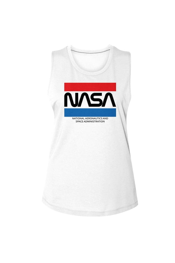 NASA Stripes White Women's Muscle Tank Top T-Shirt