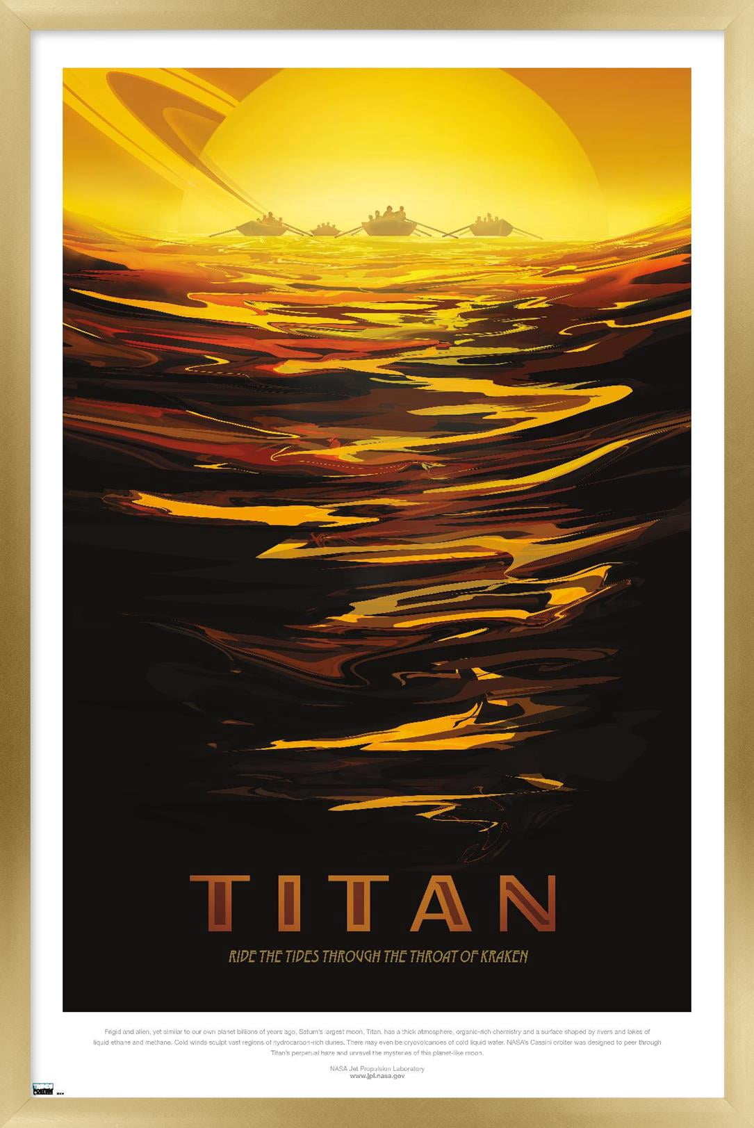 NASA - Titan Travel Poster Wall Poster, 14.725" x 22.375" Framed