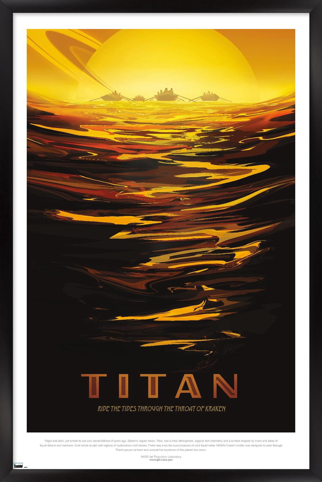 NASA - Titan Travel Poster Wall Poster, 22.375" x 34" Framed