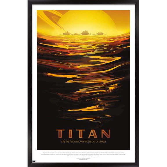 NASA - Titan Travel Poster Wall Poster, 22.375" x 34" Framed