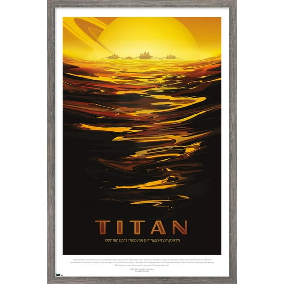 NASA - Titan Travel Poster Wall Poster, 22.375" x 34" Framed
