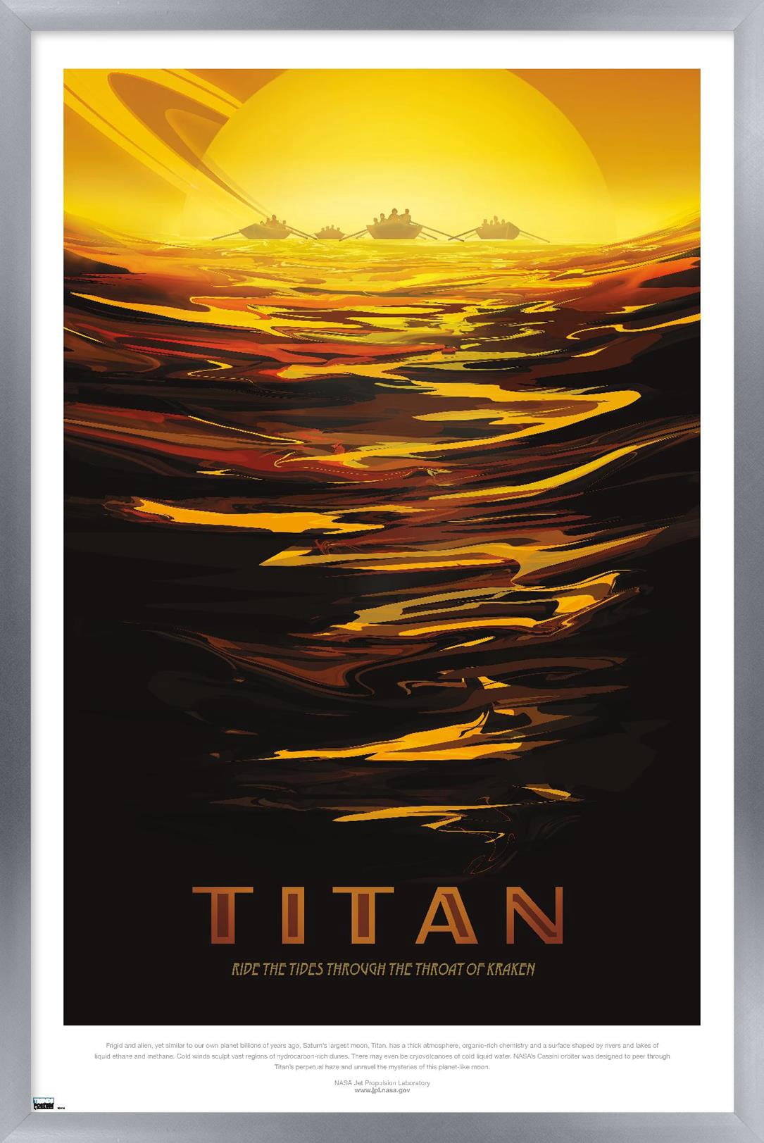 NASA - Titan Travel Poster Wall Poster, 22.375" x 34" Framed