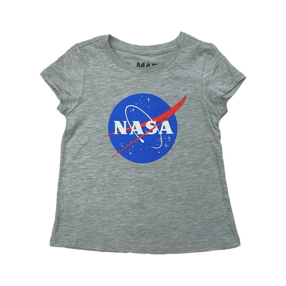 NASA Toddler Girls Heather Gray & Blue Space Short Sleeve T-Shirt 5t