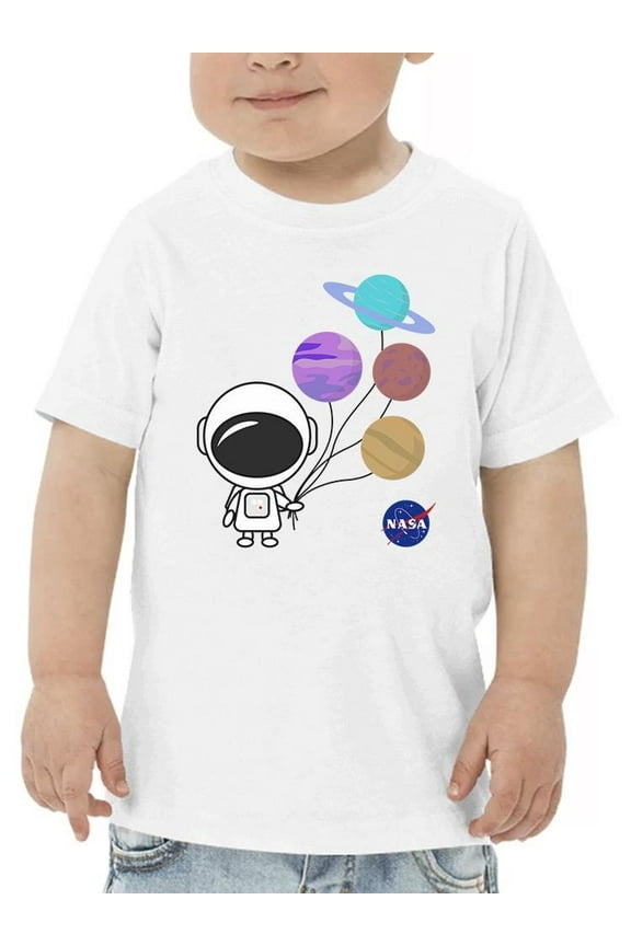 Toddlers Graphic Tee - Little Astronaut W Balloons - Regular Fit 100% Cotton