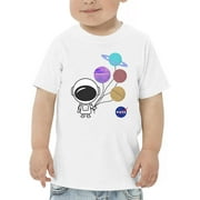 NASA Toddlers Graphic Tee - Little Astronaut W Balloons - Regular Fit 100% Cotton