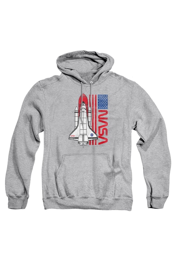 USA Flag Shuttle Adult Pull-Over Hoodie, Athletic Heather, 3X-Large