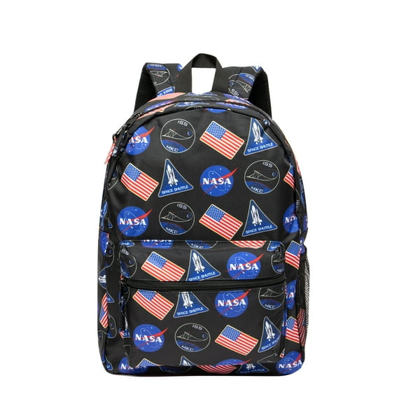NASA Unisex 17 in Utility Backpack American Flag, Black