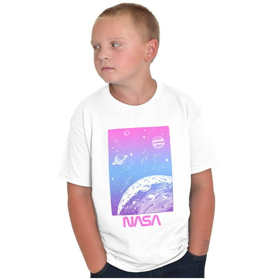 NASA Vaporwave Gradient Space Galaxy Crewneck T Shirts Boy Girl Teen Brisco Brands X