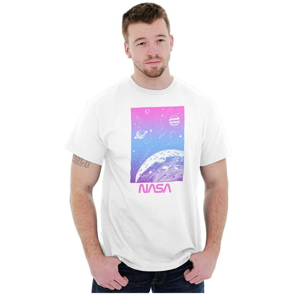 NASA Vaporwave Gradient Space Galaxy Men's Graphic T Shirt Tees Brisco Brands S