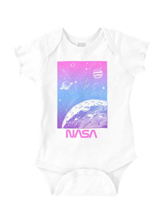 NASA Vaporwave Gradient Space Galaxy Romper Boys or Girls Infant Baby Brisco Brands 18M