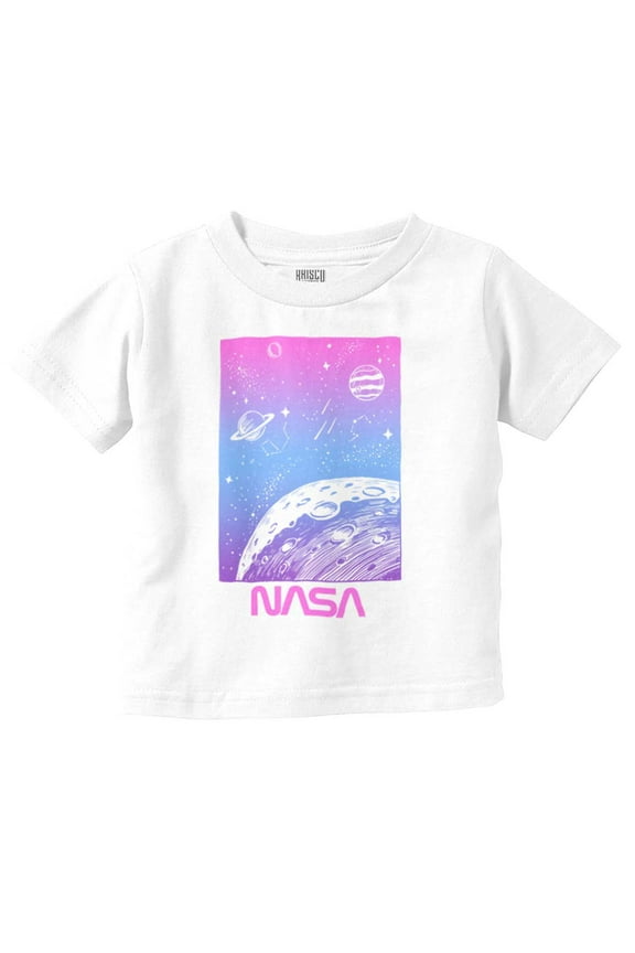 NASA Vaporwave Gradient Space Galaxy Toddler Boy Girl T Shirt Infant Toddler Brisco Brands 3T