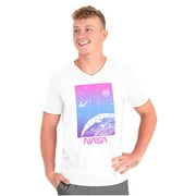 NASA Vaporwave Gradient Space Galaxy V-Neck T Shirts Men Women Brisco Brands S
