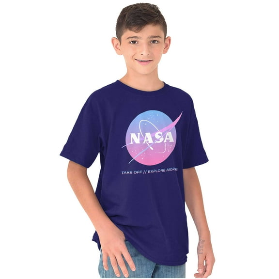 NASA Vaporwave Take Off Explore More Crewneck T Shirts Boy Girl Teen Brisco Brands S