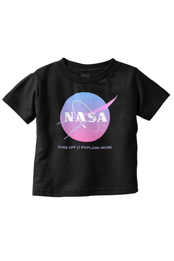 NASA Vaporwave Take Off Explore More Toddler Boy Girl T Shirt Infant Toddler Brisco Brands 4T