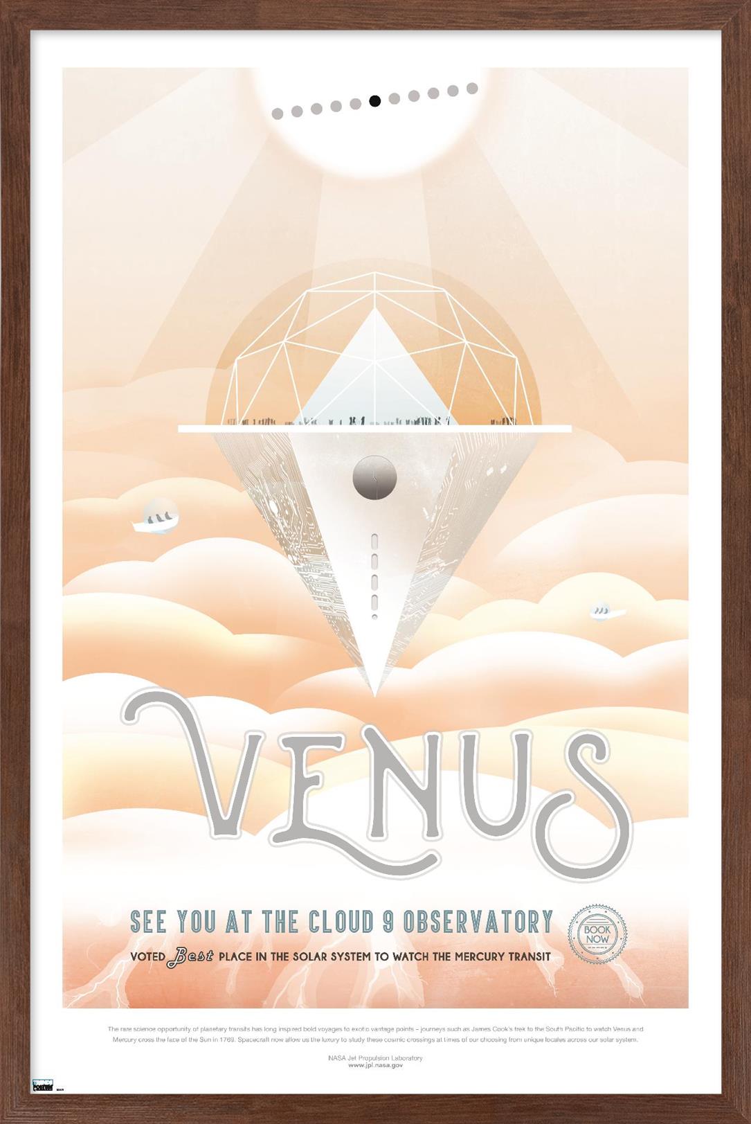 NASA - Venus Travel Poster Wall Poster, 14.725" x 22.375" Framed