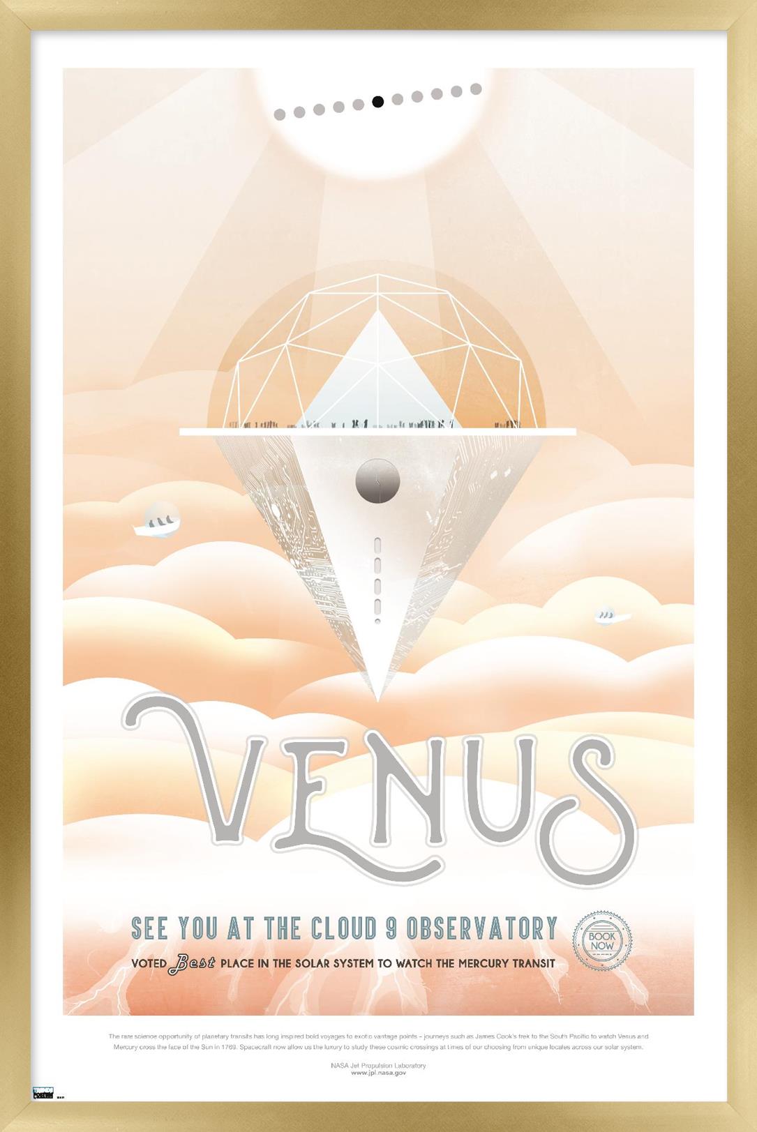 NASA - Venus Travel Poster Wall Poster, 14.725" x 22.375" Framed