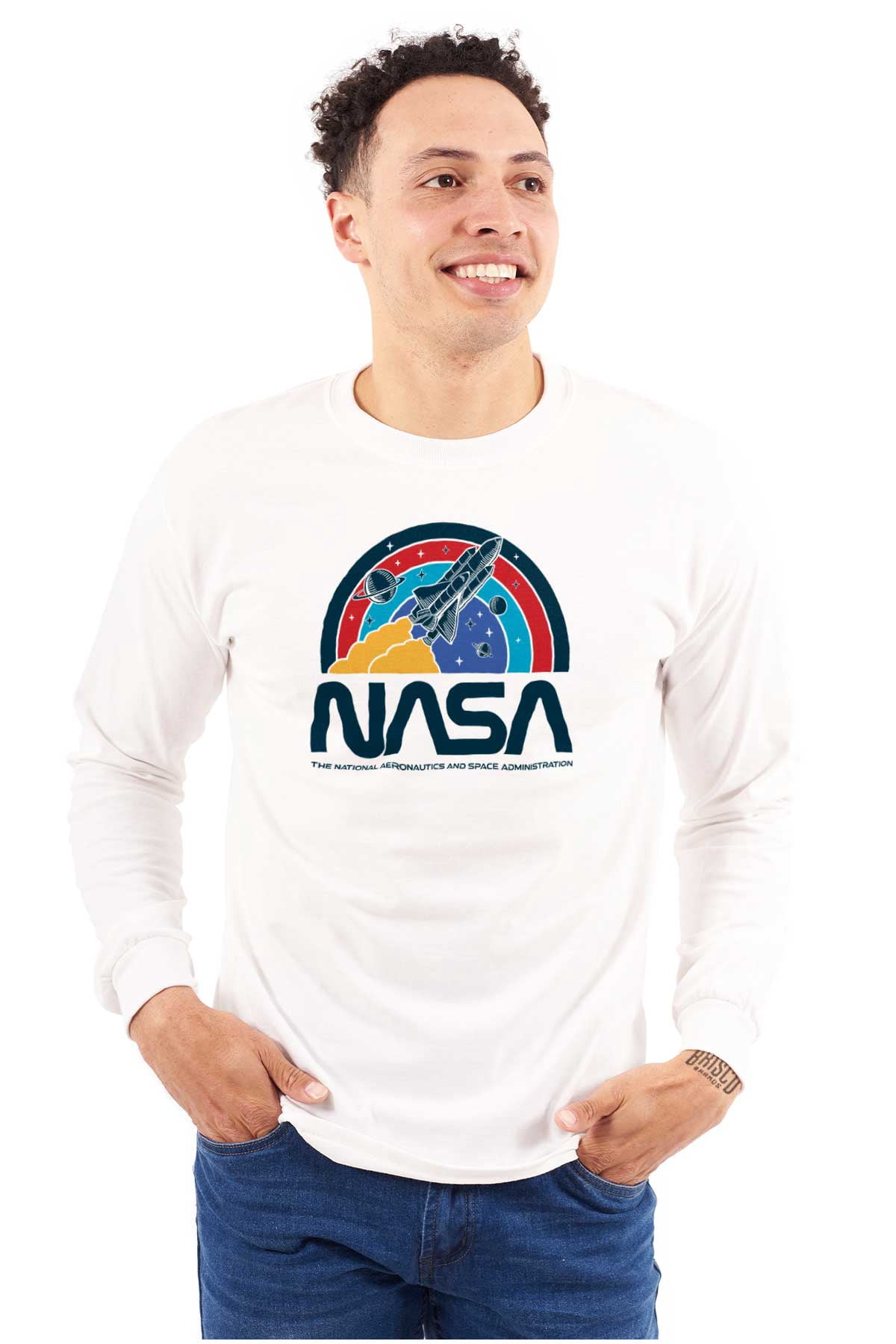 NASA Vintage Retro Space Shuttle Long Sleeve TShirt Men Women Brisco ...