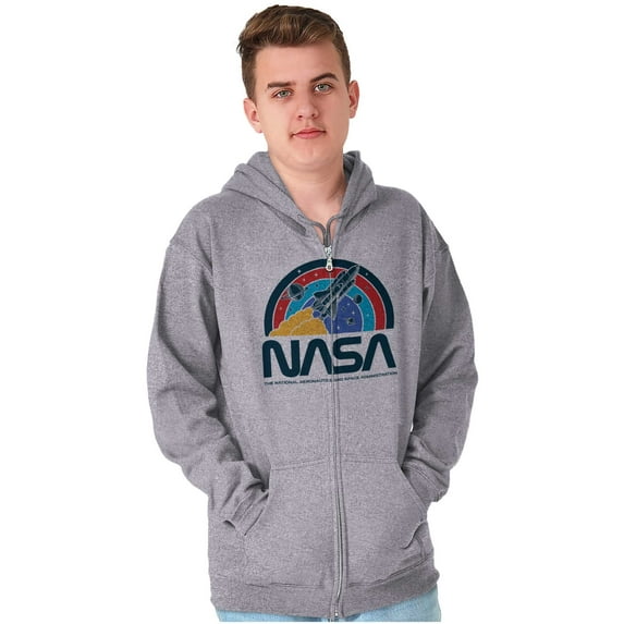NASA Vintage Retro Space Shuttle Unisex Plus Size Zip Hoodie Brisco Brands 2X