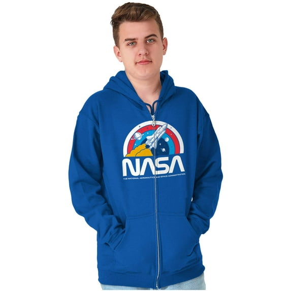 NASA Vintage Retro Space Shuttle Unisex Plus Size Zip Hoodie Brisco Brands 4X