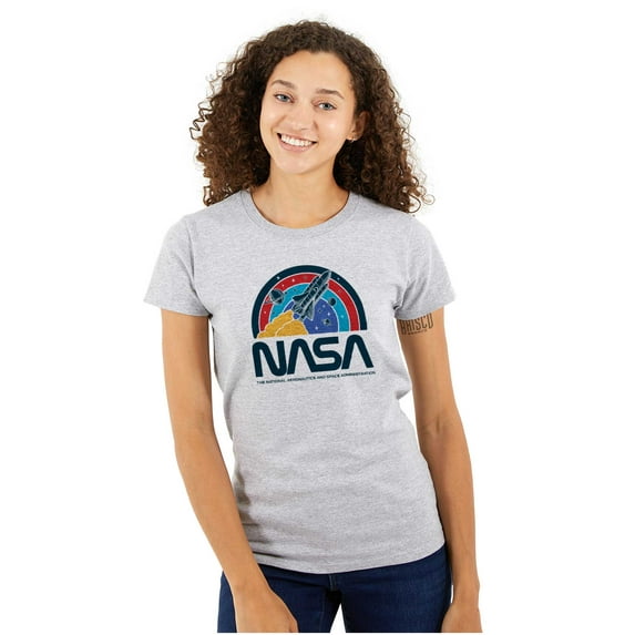 NASA Vintage Retro Space Shuttle Women's T Shirt Ladies Tee Brisco Brands L