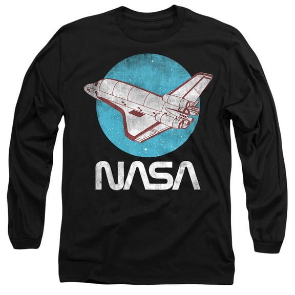 NASA Vintage Shuttle Unisex Adult Long-Sleeve T Shirt, Black, Large